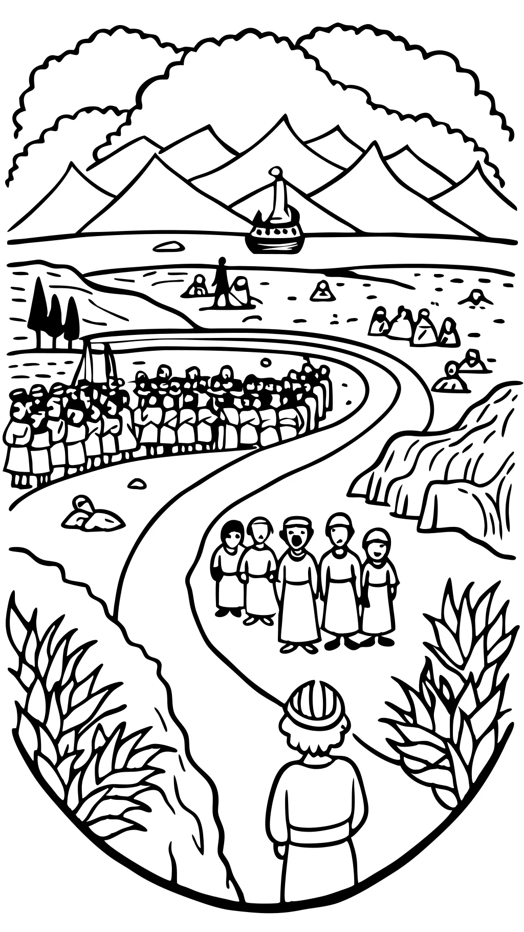 free color page god stops the jordan river coloring page